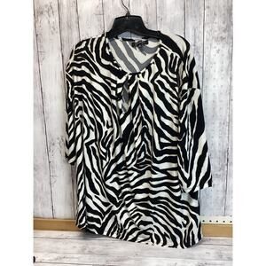 Grateful Women Zebra Print Long Sleeve Lightweight Knit Tunic 3X Plus Size NWT